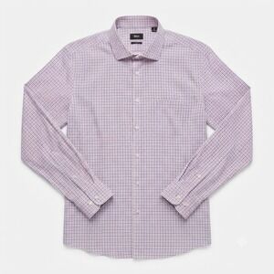 BOSS Hugo Boss Sharp Fit Dress Shirt Red Blue Tattersall Check 17 34/35